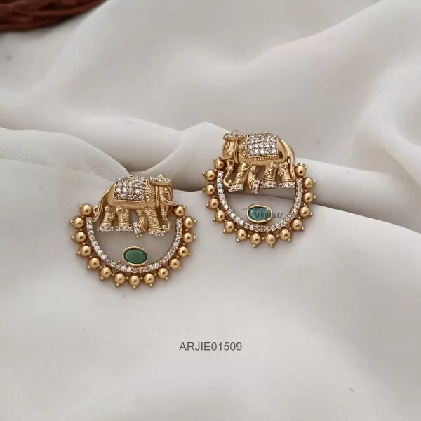 Artificial Ruby & Emeralds Ganesh Earrings