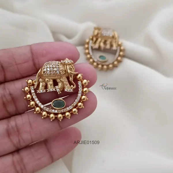 Artificial Ruby & Emeralds Ganesh Earrings