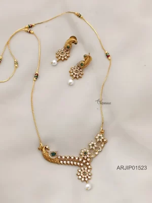 Emerald and White Peacock Long Chain