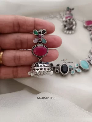 Amazing Multi Stone German Silver Necklace