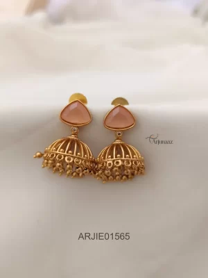 Traditional Gold Plated Triangle Matte Jhumkas