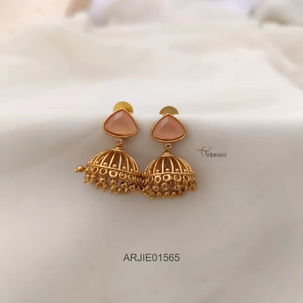 Traditional Gold Plated Triangle Matte Jhumkas