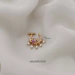 Pearl Drop Ruby Peacock Design Screwtype Nose Pin