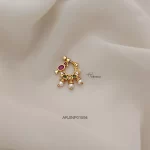 Pearl Drop Bird Design Multi Stone Screwtype Nose Pin