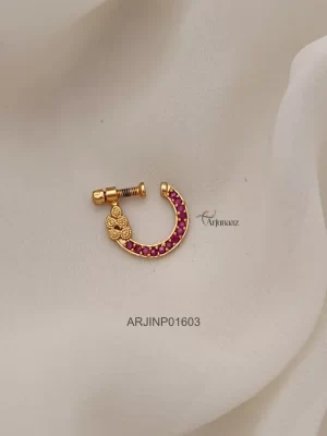 Flower Design Screw and Ring Type Nose Pin