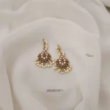 Matt Finish CZ Stones Hook Drop Earrings