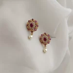 Imitation Ruby and White Stones Earrings