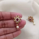 Imitation Ruby and White Stones Earrings