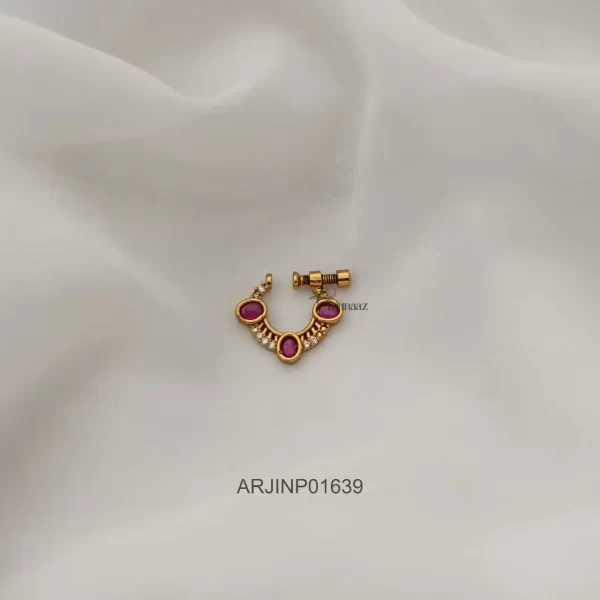 Cute 3 Ruby Stone Nose Pin