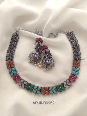 Multi Color German Silver Necklace
