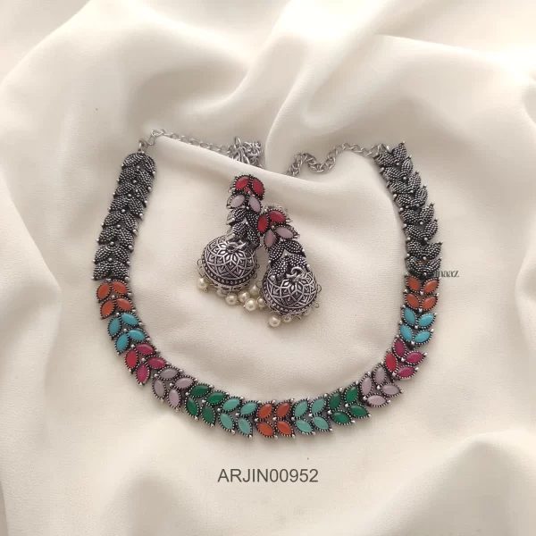 Multi Color German Silver Necklace