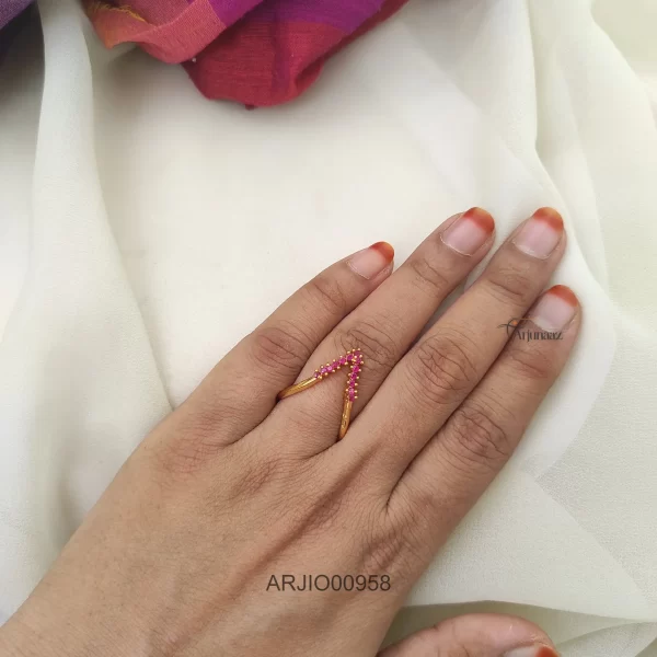 Stunning V Shaped Ruby Finger Ring