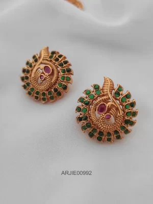 Amazing Emerald Peacock Earrings