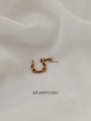 Two Ruby Circle Stones Nose Pin