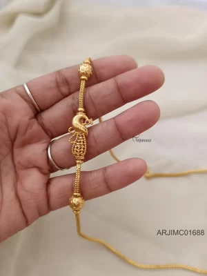 Peacock Ruby Stone Mugappu Chain