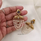 Purple White Layered Pearl Earrings