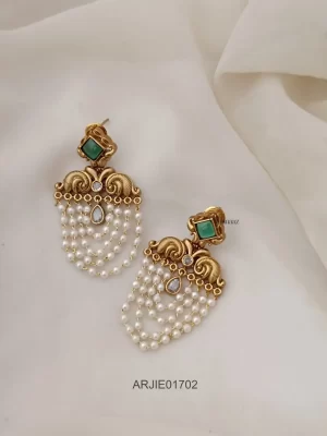 Emerald White Layered Pearl Earrings