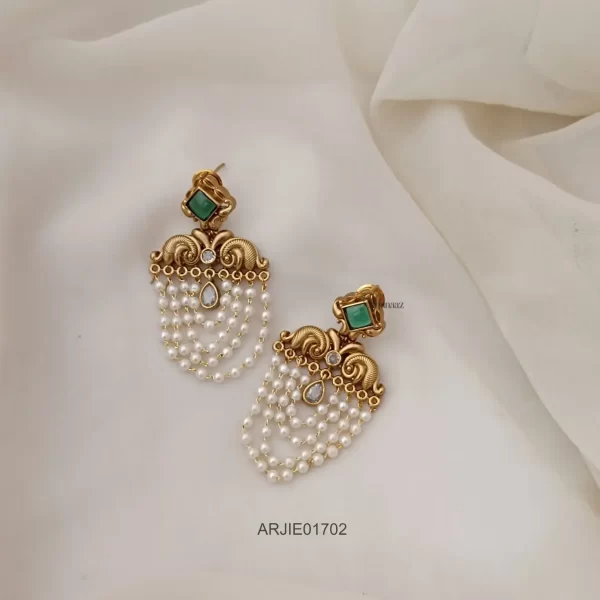 Emerald White Layered Pearl Earrings