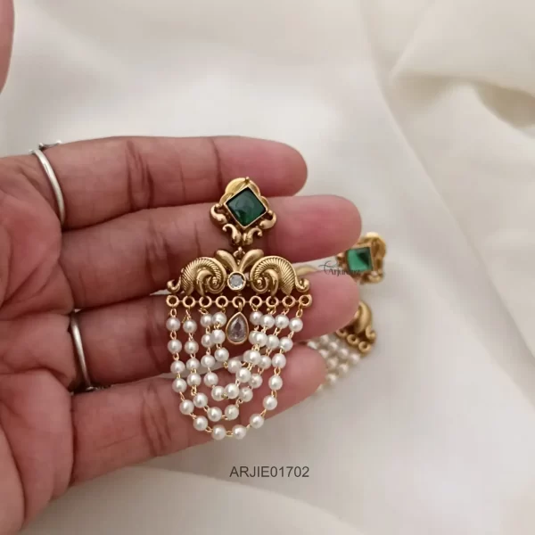 Emerald White Layered Pearl Earrings