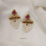 Ruby & White Layered Pearl Earrings