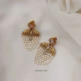 Pink & White Layered Pearl Earrings