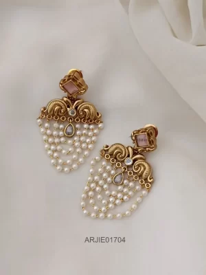 Pink & White Layered Pearl Earrings