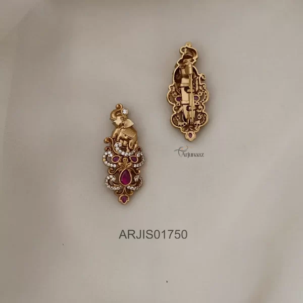 Elephant Ruby Stone Saree Pin