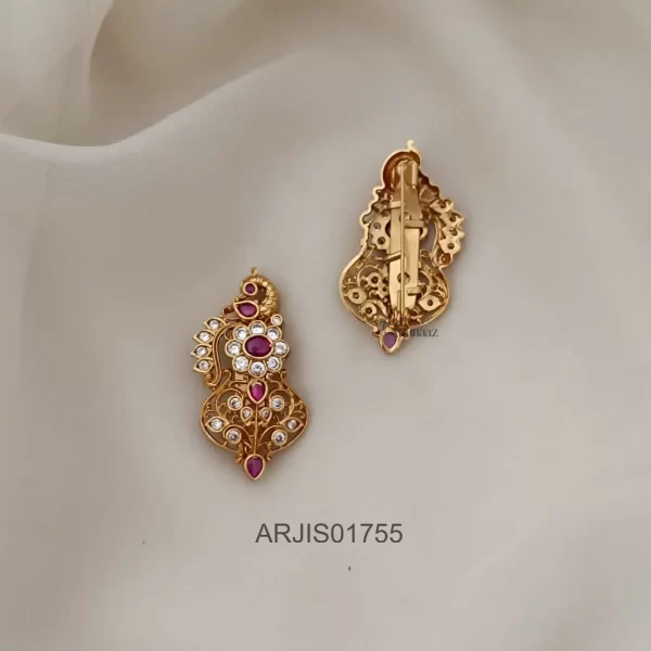 Peacock Ruby Stone Saree Pin