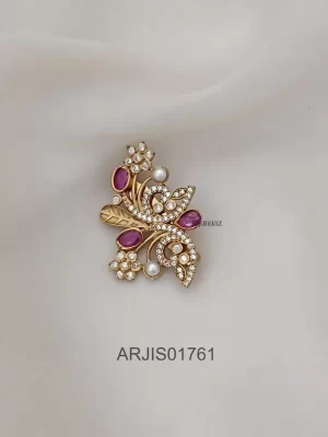 Ruby & White Butterfly Saree Pin