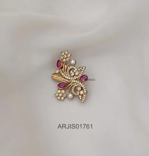 Ruby & White Butterfly Saree Pin