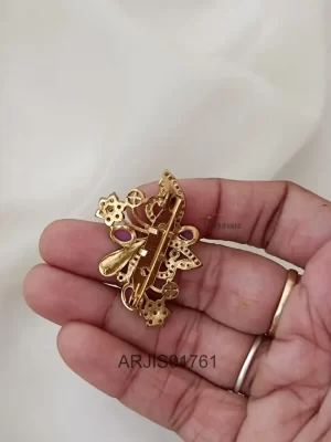 Ruby & White Butterfly Saree Pin