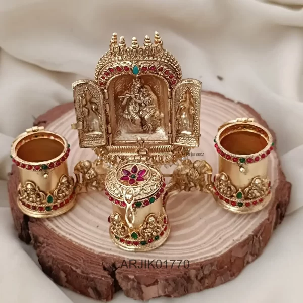 Ruby & Green Stone Bridal Kum Kum Box