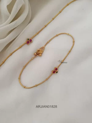 Simple Ruby Leafs Anklets