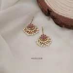 Floral Ruby & White Hook Earrings