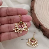 Gold Look Multistone Hook Chandbali Earrings