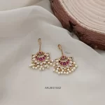 Ruby & White Hook Chandbali Earrings