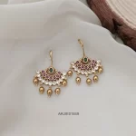 Gold Beads Hangings Multi Stone Hook Earrings