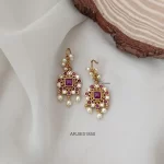 Ruby & White Stone Hook Drop Earrings