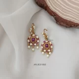 Ruby & White Stone Hook Drop Earrings