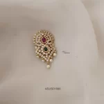 Multi Stone Pearl Hangings Saree Pin
