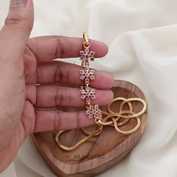 Floral Design Violet Stone Mugappu Chain