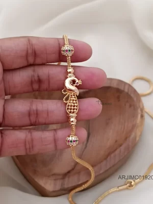 Multi Stone Peacock Mugappu Chain