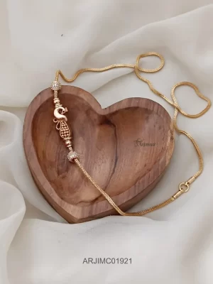 White Stone Peacock Side Locket Chain