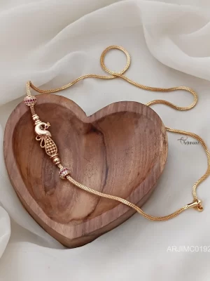 Ruby & White Peacock Mugappu Chain