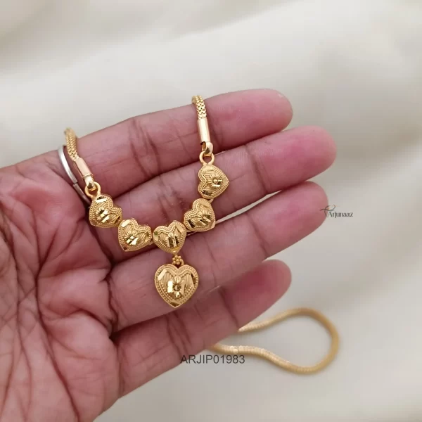 Gold Finish Floral Heart Pendant Chain