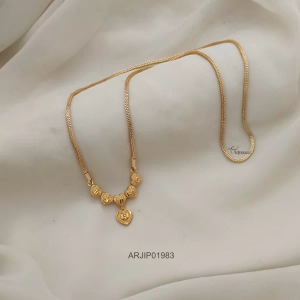 Gold Finish Floral Heart Pendant Chain