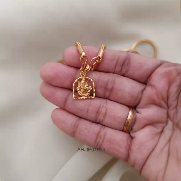 Vinayaka Pendant Gold Look Chain