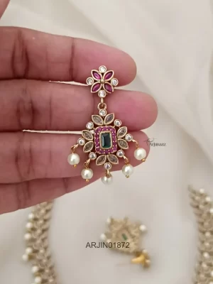 Matte Finish Pearl & CZ Necklace