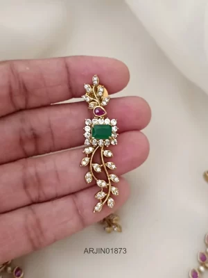 Leaf Design Ruby & Green Necklace