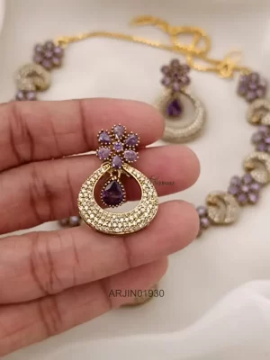 Victorian Purple and White Stone Necklace